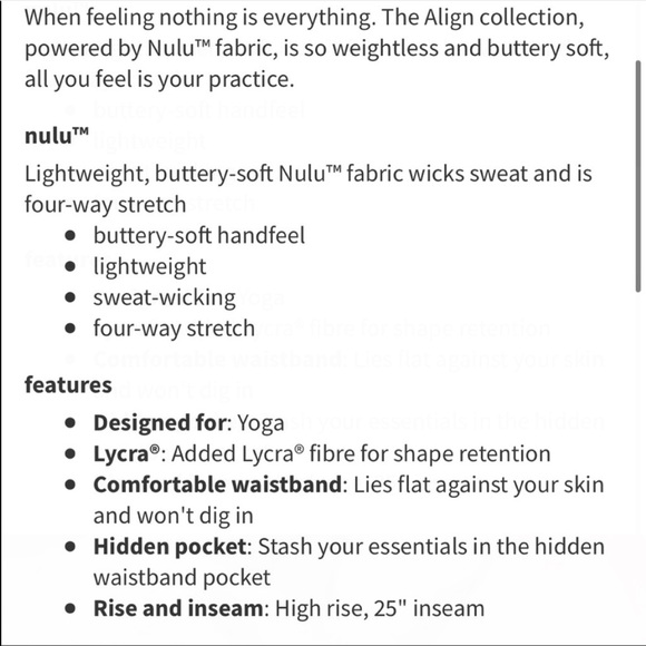 Lulu NWOT Align 25” Ocean Air size 8 - Picture 10 of 11